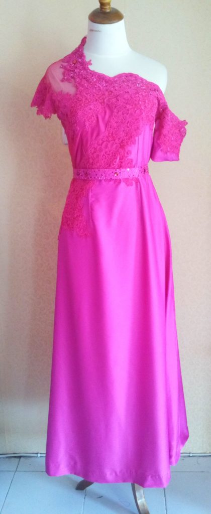 Dress Cantik Asimetis Warna Pink Full