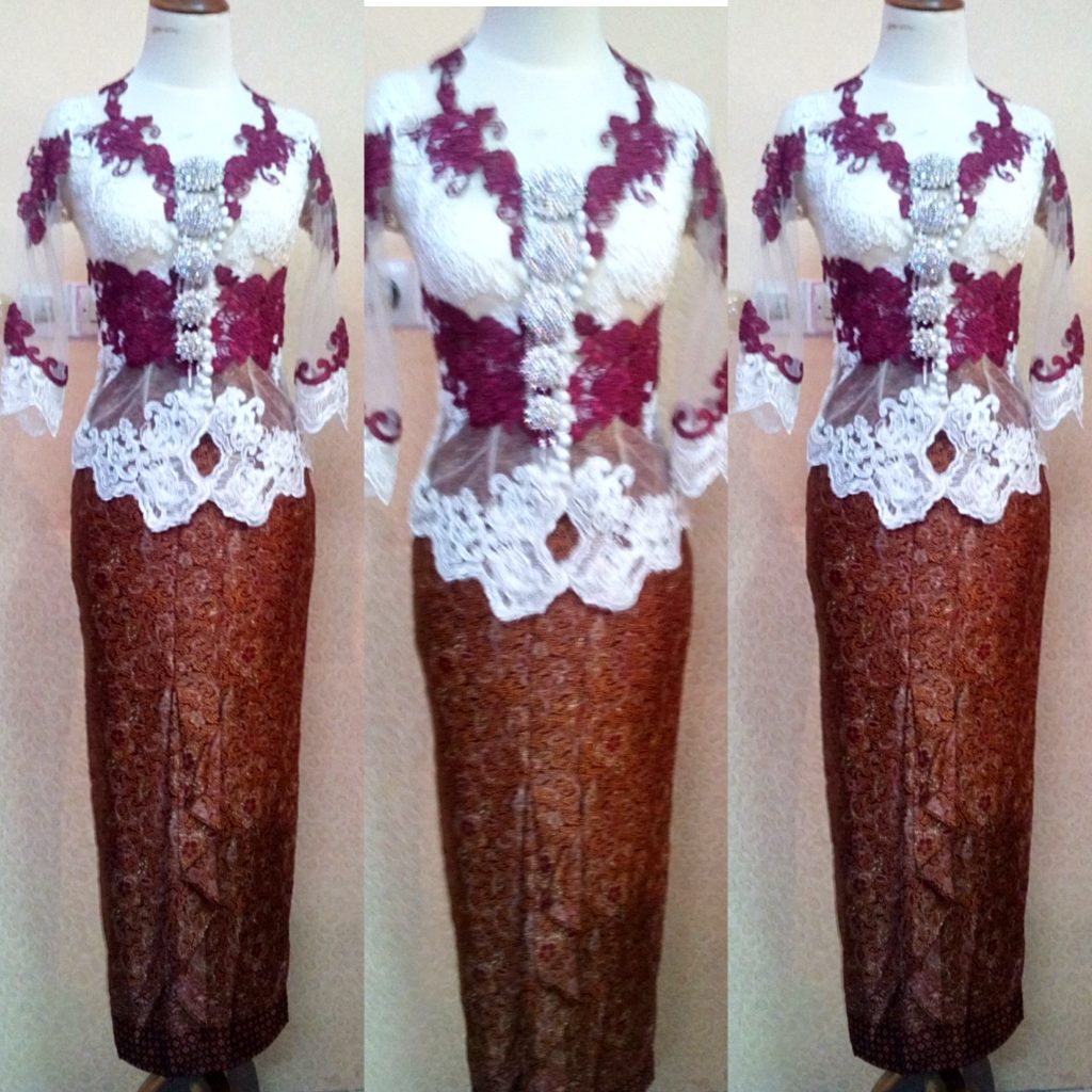 Kebaya Simpel Cantik Kombinasi Warna Merah Putih 