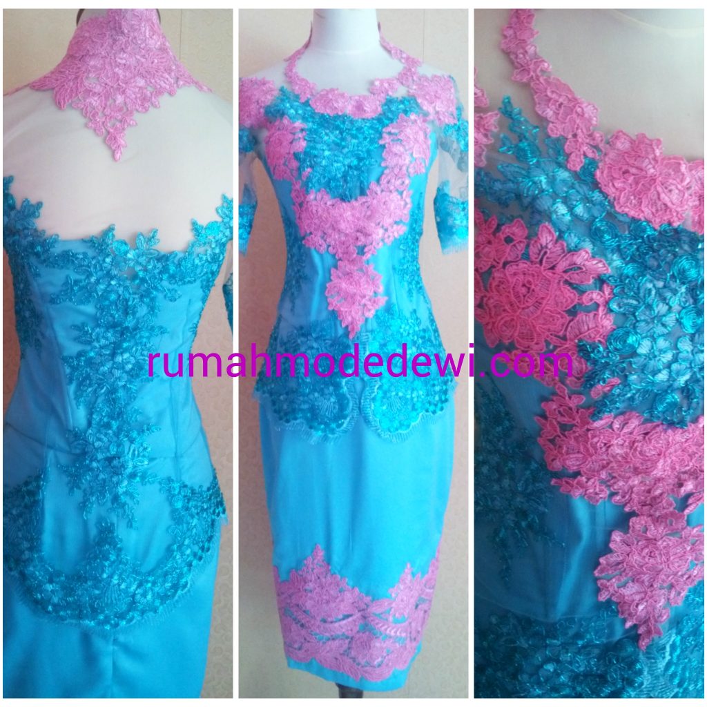 Kebaya Kombinasi Pink Tosca Dengan Rok Bordir