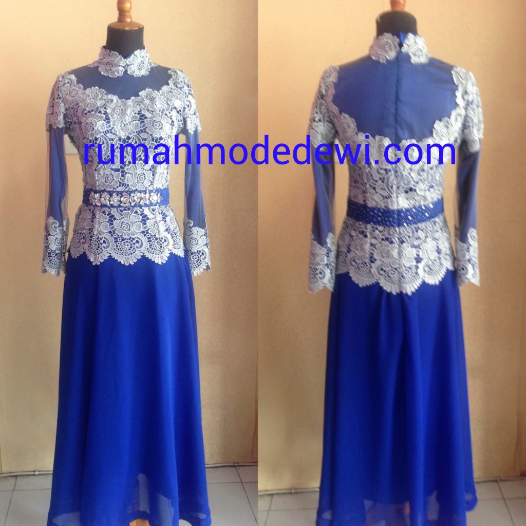 Kebaya Muslim Prada Silver Biru