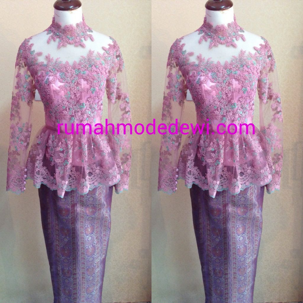 Kebaya Peplum Warna Pink Magenta 