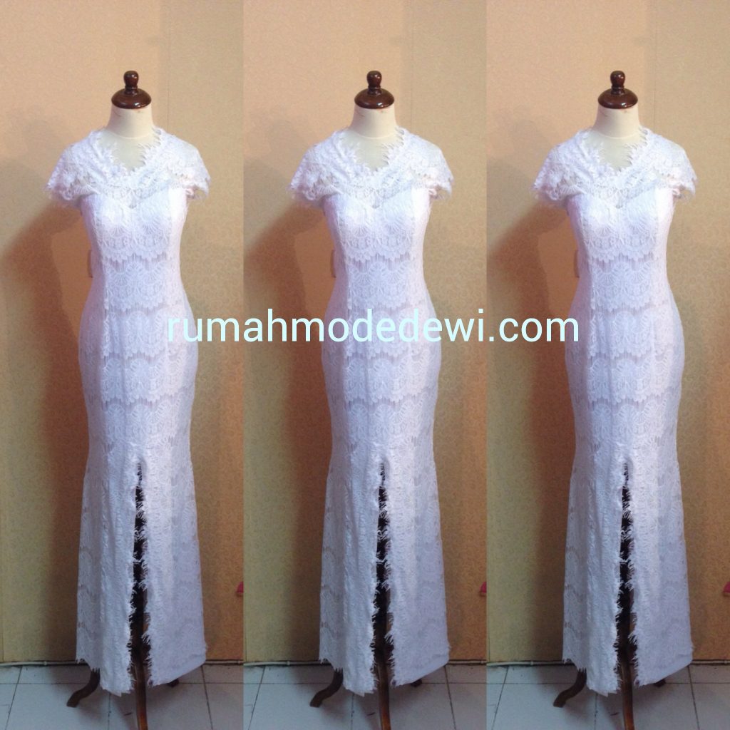 Long Dress Putih Bahan Renda 
