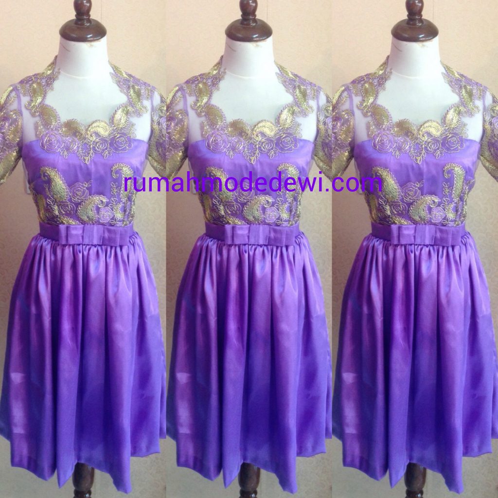 Mini Dress Satin Ungu Dengan Belt Pita