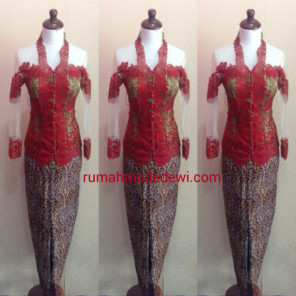 Kebaya Wisuda Kartini Semi Perancis Merah 