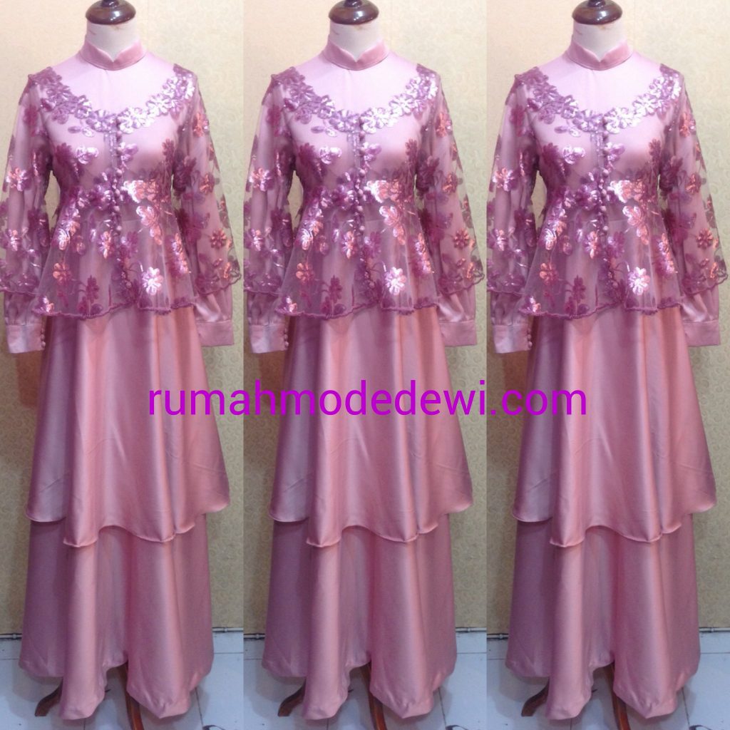 Dress Gamis Pink Layer Tiga Susun