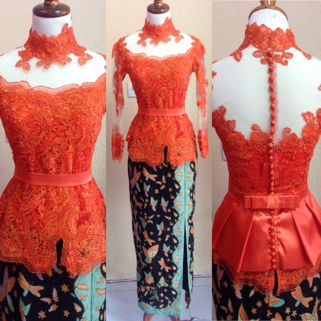 Kebaya Peplum Warna Orange Cute