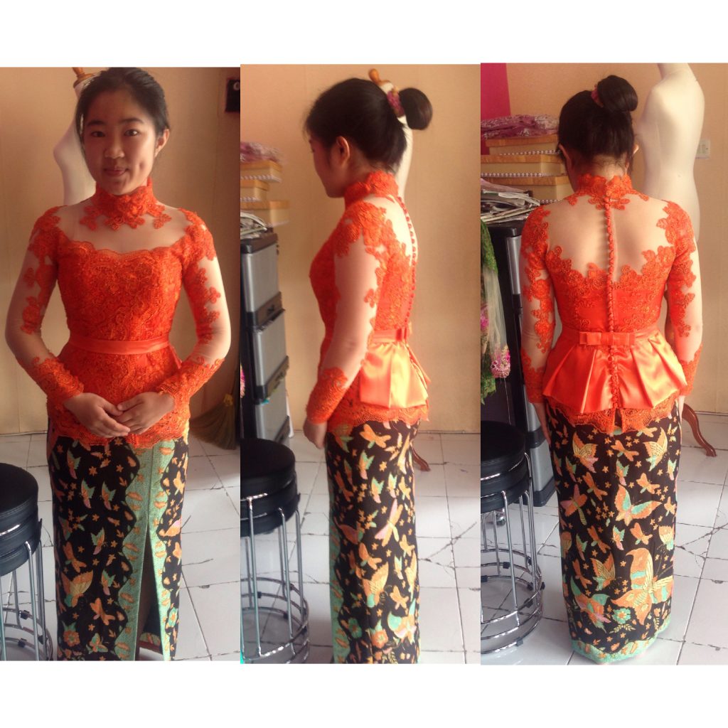 Fitting Kebaya Peplum Warna Orange