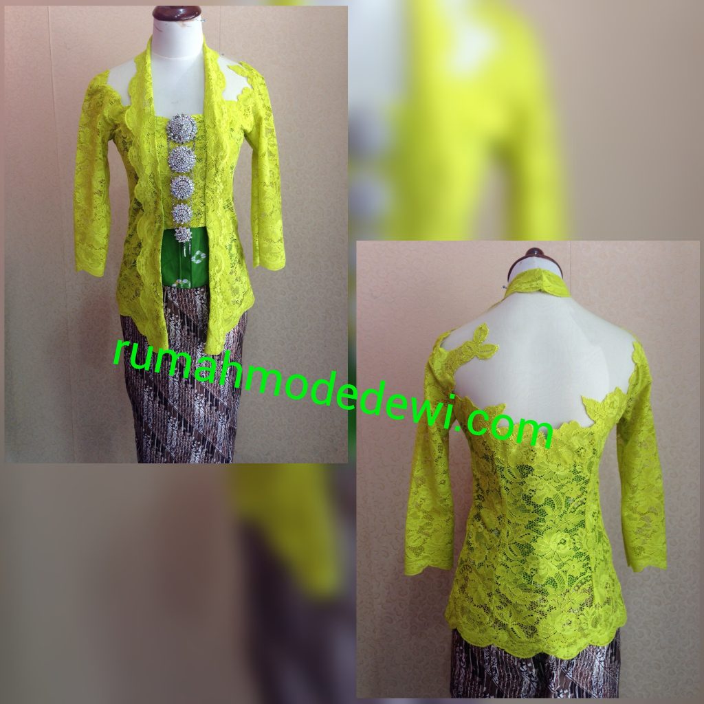 Kebaya Kutubaru Warna Kuning Terang