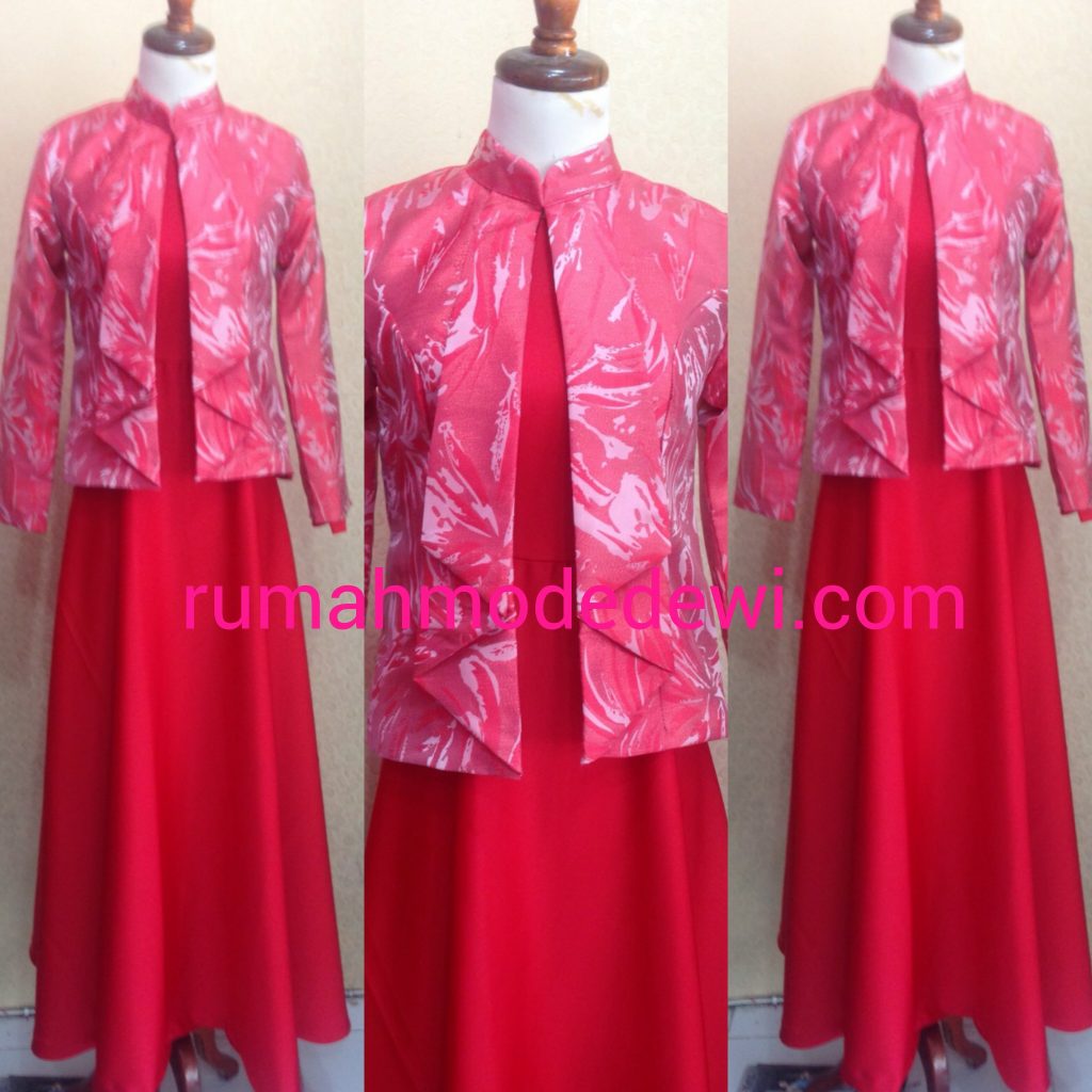 Dress Muslim Outfit Warna Merah Peach