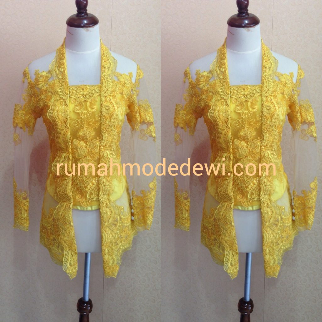 Kebaya Kutubaru Cantik Warna Kuning 