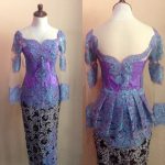 Kebaya Kerah Sabrina Peplum Belakang Biru Muda