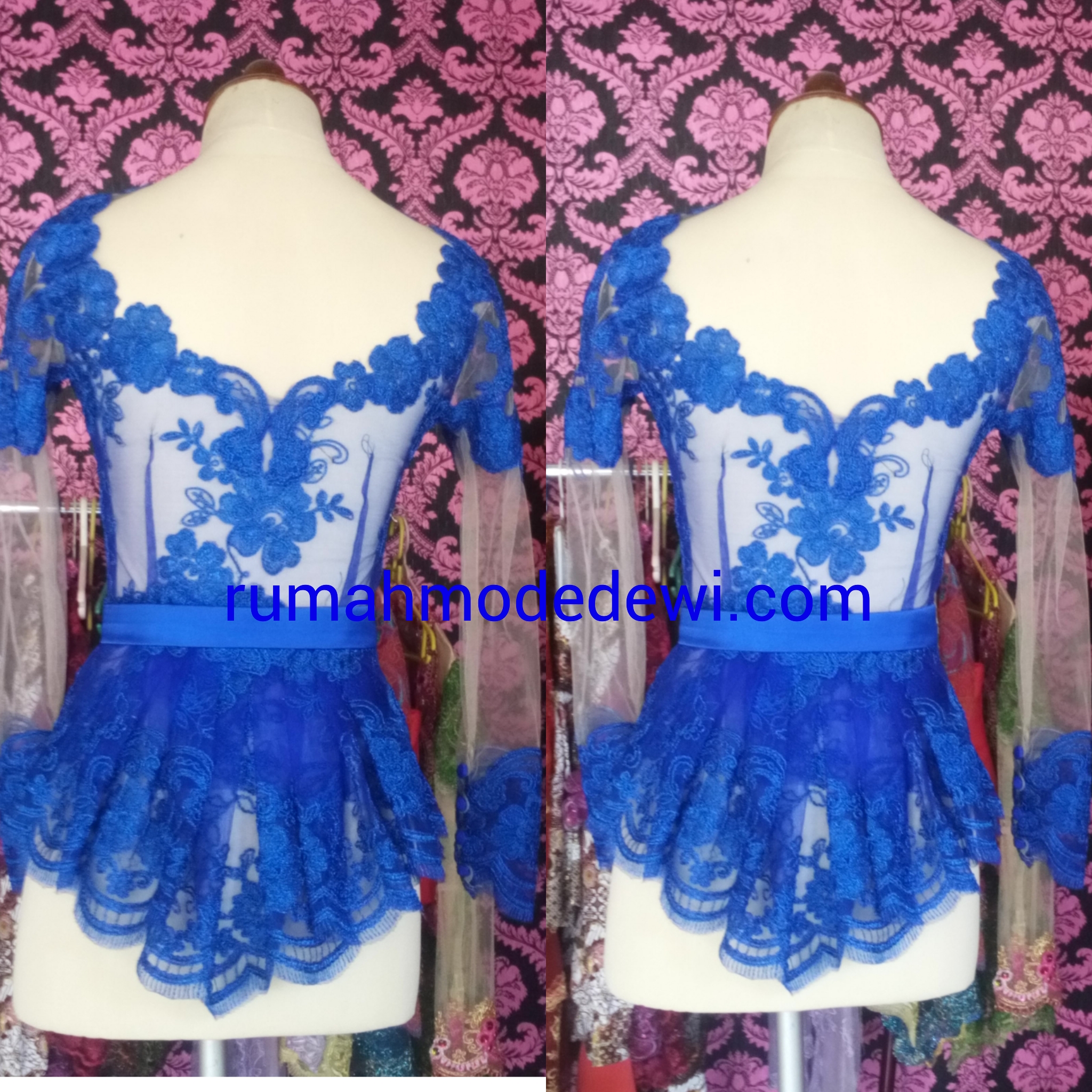  Kebaya  Peplum Warna  Biru  Elektrik  Dengan Belt Pinggang