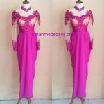 Dress Kebaya Pink Dengan Rok Drapery Panjang Full