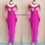 Dress Kebaya Pink Dengan Rok Drapery Panjang Full