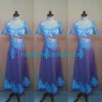 Dress Biru Kerah Lebar Lengan Pendek