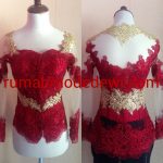 Kebaya Merah Emas Sepinggul