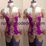 Kebaya Ungu Cerah Kombinasi Emas Kerah Shanghay