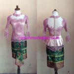 Kebaya Pink Dusty Peplum Dengan Rok Mini