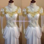 Dress Putih Kombinasi Emas Drapery