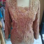 Kebaya Muslim Kerah Kartini Warna Krem Payet Full