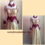 Dress Cantik Merah Maroon Emas Dengan Payet Detail