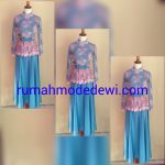 Dress Gamis Peplum Pink Biru