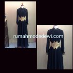 Dress Gamis Abaya Hitam Dengan Bordir Emas